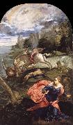 TINTORETTO, Jacopo Saint George,The Princess and the Dragon oil painting on canvas